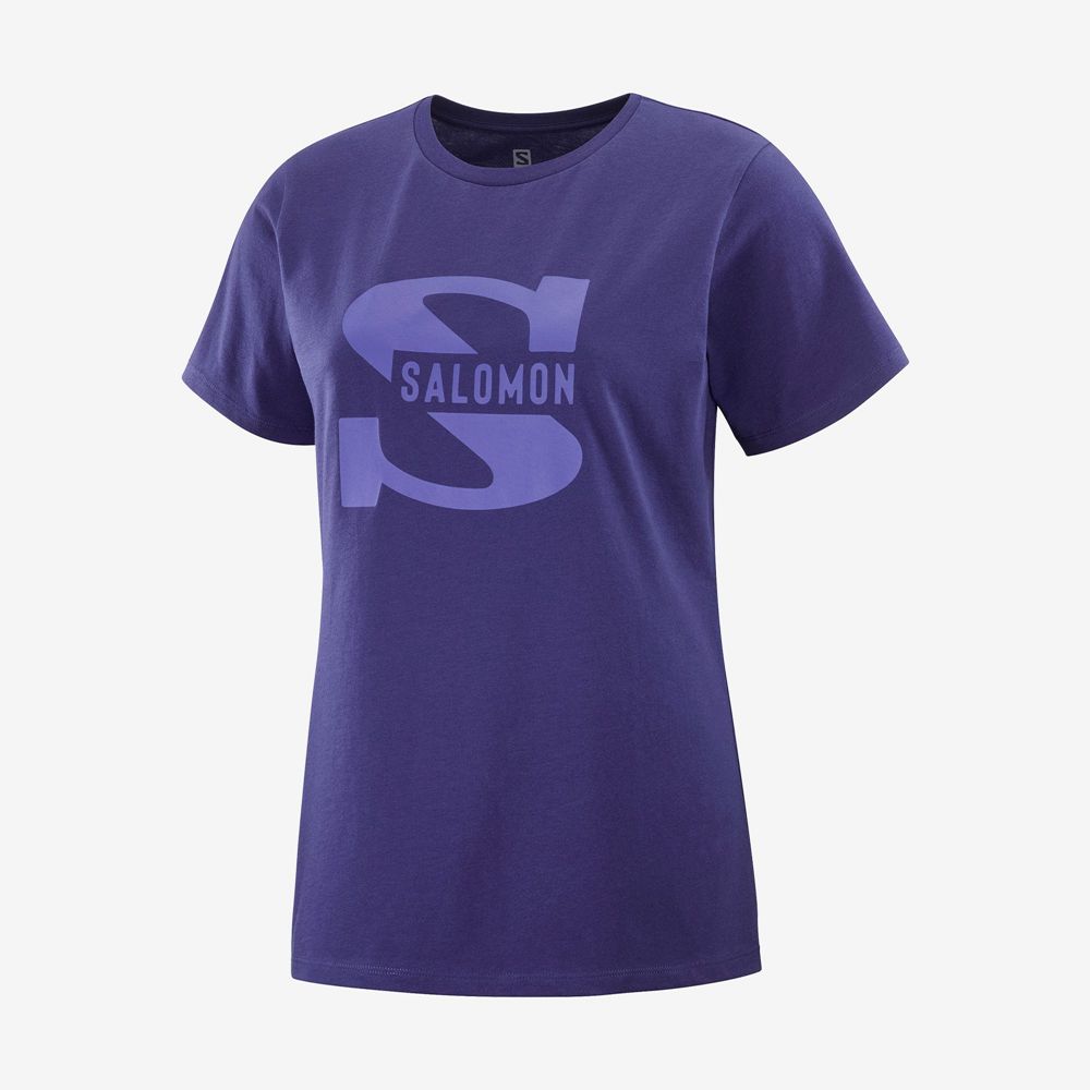 SALOMON OUTLIFE BIG LOGO Philippines - Women's Tee Shirts - Purple | 534698-ECW